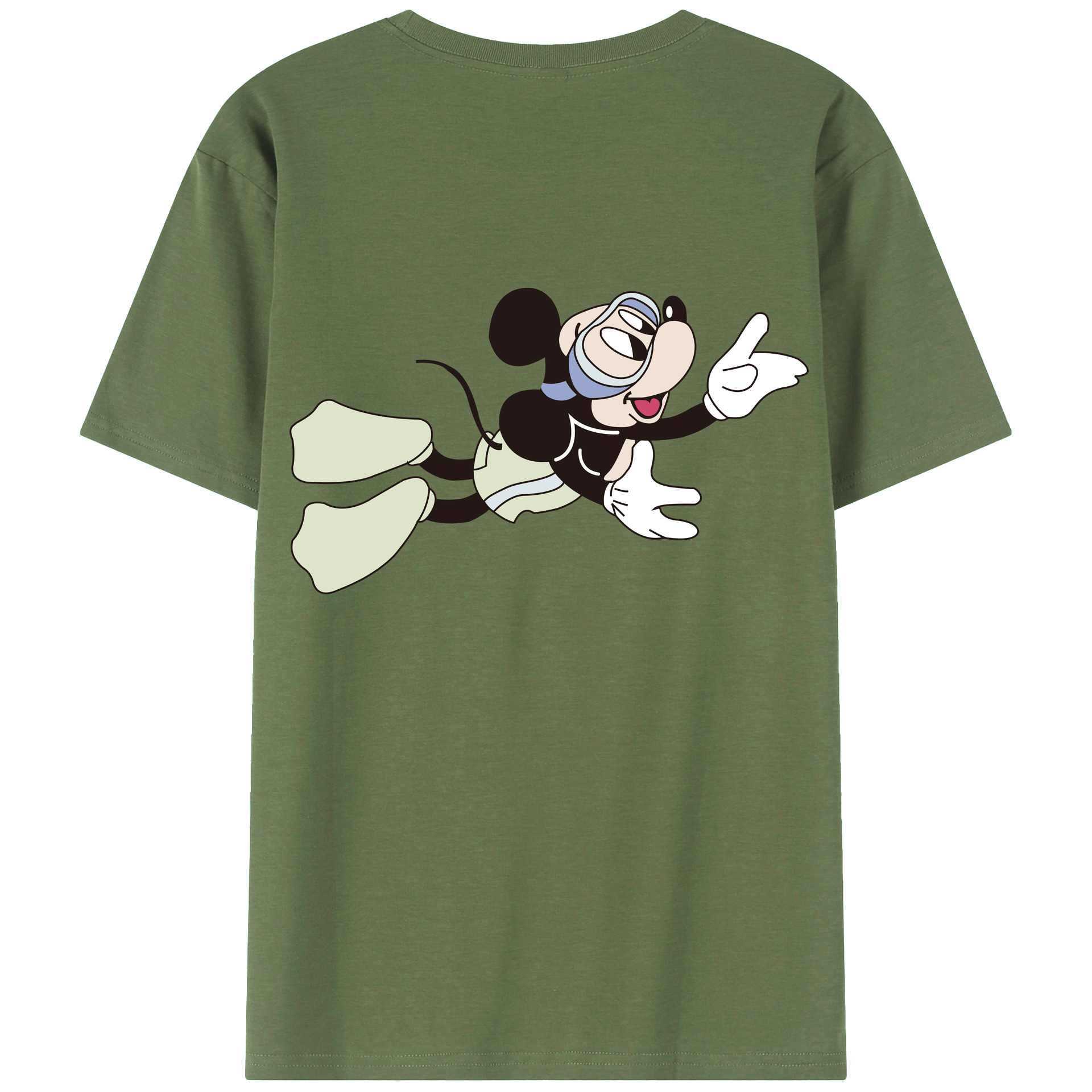 ミッキーマウス Mickey Mouse 綿100％ メンズ半袖Tシャツ（バックプリント） 通気性